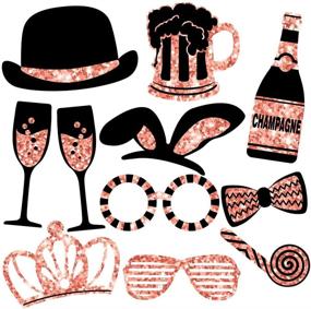 img 3 attached to 📸 Rose Gold Photo Booth Props Set - 22 pcs of Hats, Lips, Mustaches, Crowns & More - Non-Glittered, Long-lasting & Colorful - Ideal for Birthday Parties, Weddings & More