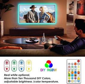 img 3 attached to 📺 Bason TV Lights Behind with Upgraded Remote: 6.56ft Ambient Light for 32-58inch TV, USB TV Strip Lights for Gaming Room, HDTV, Monitor - 3000K Warm White, 6000K True White + RGB TV Backlight