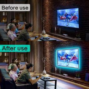 img 1 attached to 📺 Bason TV Lights Behind with Upgraded Remote: 6.56ft Ambient Light for 32-58inch TV, USB TV Strip Lights for Gaming Room, HDTV, Monitor - 3000K Warm White, 6000K True White + RGB TV Backlight