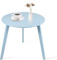 🎍 bamboo round end table with detachable tray - blue, easy assembly - perfect for living room, bedroom, office, and balcony - 23.6 x 21.8 inches логотип