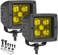 🚦 высокая световая мощность световые кубики amber led: водонепроницаемые led подсветки для грузовиков, квадроциклов и внедорожников - 2 шт. 3-дюймовых 100 вт жёлтые led противотуманные фары от offroadtown логотип