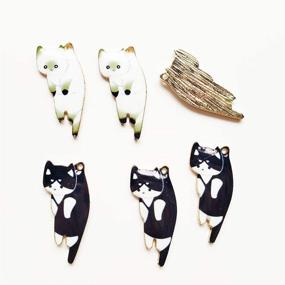 img 3 attached to 🐱 Acxico Set of 10 Cute Enamel Cat Alloy Charms Pendants - Necklace Accessories for DIY Earrings, Bracelets & Crafts