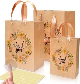 img 4 attached to 🛍️ Premium Kraft Thank You Bags with Handles 30 Pcs - 3 Sizes, Bulk Brown Paper Gift Bags for Thank You Gifts - Small Medium Large
