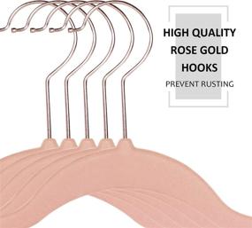 img 2 attached to 👗 VECELO Premium Velvet Clothes Hangers 100 Pack - Non Slip & Space-Saving with Finger Clips & Tie Rack - Heavy Duty Suit Hangers for Men and Women, Pink