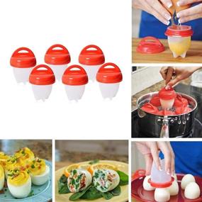 img 2 attached to Zidiao Egg Cooker - Hassle-free Hard Boiled Eggs without Shells, 6 Egg Cups, Non-Stick Silicone Boiled Steamer Eggies, BPA Free