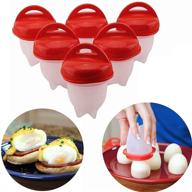 zidiao egg cooker - hassle-free hard boiled eggs without shells, 6 egg cups, non-stick silicone boiled steamer eggies, bpa free логотип