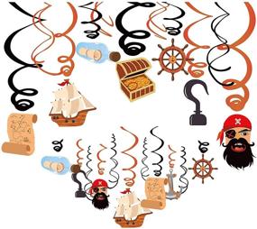 img 4 attached to ⚓ Pirates of The Caribbean Party Supplies: 30Ct Pirate Hanging Swirl Decorations - Ideal Birthday Theme Decor for Boy Girl Baby Showers and 1st Bday Favors