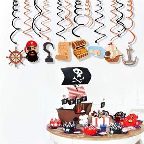 img 3 attached to ⚓ Pirates of The Caribbean Party Supplies: 30Ct Pirate Hanging Swirl Decorations - Ideal Birthday Theme Decor for Boy Girl Baby Showers and 1st Bday Favors