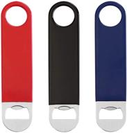 🍻 3 pack heavy duty stainless steel flat bottle opener set - solid and durable beer openers, 7 inches (red/black/blue) logo