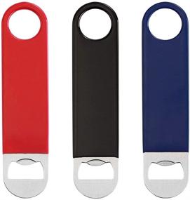 img 4 attached to 🍻 3 Pack Heavy Duty Stainless Steel Flat Bottle Opener Set - Solid and Durable Beer Openers, 7 inches (Red/Black/Blue)