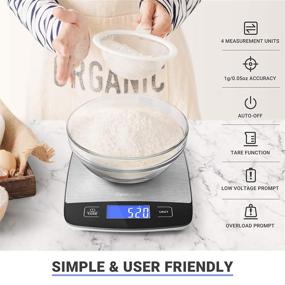 img 3 attached to 🍳 Geekclick Small Digital Food Kitchen Scale - Precise 1g/0.05oz Graduation, Stainless Steel, Easy Clean - Ideal for Baking, Cooking, Meal Prep, Weight Loss - Grams and Ounces Measurement