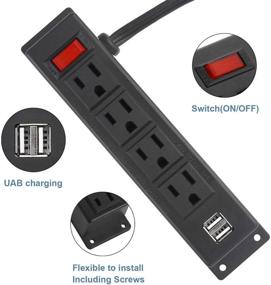 img 1 attached to 💡 Розетка для настенного монтажа с 4 розетками, 2 USB-портами и шнуром питания 6FT — розетка для подключения к столу или крепления на потолке для работы, тумбочки, комода и стола.