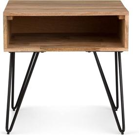 img 2 attached to 🏮 Simplihome Hunter Solid Mango Wood and Metal Square End Side Table: Natural, 22 inch Wide, with Storage, Ideal for Living Room and Bedroom