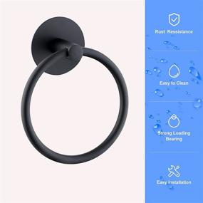 img 1 attached to 🛀 Black Stainless Steel Self-Adhesive Towel Holder - No Drilling Required | Ideal for Bathroom and Kitchen | Space-Saving Towel Ring