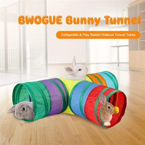 img 3 attached to 🐇 BWOGUE Bunny Tunnels & Tubes Collapsible 3 Way Hideout: Fun Activity Toys for Dwarf Rabbits, Guinea Pigs, and Kitties!