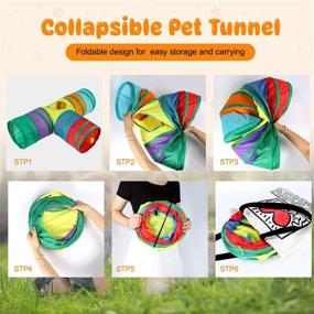 img 1 attached to 🐇 BWOGUE Bunny Tunnels & Tubes Collapsible 3 Way Hideout: Fun Activity Toys for Dwarf Rabbits, Guinea Pigs, and Kitties!