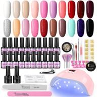 💅 ultimate nail art kit: 20pcs gel nail polish set with u v light,professional 36w led lamp, glitter nail polish, white/black/nude shades, summer colors, rhinestones, & manicure tools logo