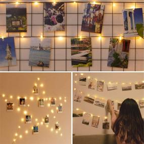 img 2 attached to 17 ft 50 LED Photo Clips String Light Fairy Lights with Clips - 8 Modes Battery/USB Powered String Lights for Bedroom Patio Halloween Christmas Party Wedding Wall Decor