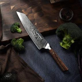 img 2 attached to Aisyoko 8 Inch Damascus Japan VG-10 Super Stainless Steel Chef Knife: Professional High Carbon Blade, Super Sharp Kitchen Cooking Knife, Ergonomic Color Wooden Handle, Luxury Gift Box