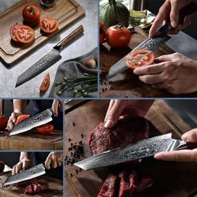 img 3 attached to Aisyoko 8 Inch Damascus Japan VG-10 Super Stainless Steel Chef Knife: Professional High Carbon Blade, Super Sharp Kitchen Cooking Knife, Ergonomic Color Wooden Handle, Luxury Gift Box