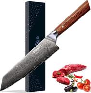 aisyoko 8 inch damascus japan vg-10 super stainless steel chef knife: professional high carbon blade, super sharp kitchen cooking knife, ergonomic color wooden handle, luxury gift box logo