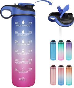 img 4 attached to 💧 Opard 32oz Motivational Water Bottle with Straw & Time Marker: Stay Hydrated on the Go with Two Drinking Methods