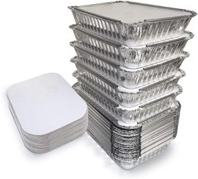 img 4 attached to 🍱 55-Pack Aluminum Foil Containers with Lids - Take Out Containers - Disposable Pans for Freezer Meals (2.25 LB)