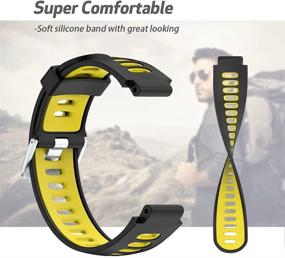 img 1 attached to 🕒 NotoCity Soft Silicone Watch Band Replacement Strap - Black Yellow - Compatible with Forerunner 230/220/235/620/630/735XT/Approach S20/S5/S6