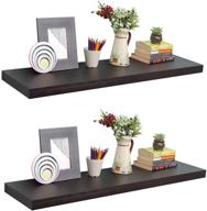 modern 36 inch wall mounted floating shelves set of 2 - wide panel design, 12in deep, espresso finish logo