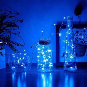 img 2 attached to 🔵 4 Pack Dewdrop LED Fairy Lights with Timer Function - Battery Operated Indoor Mini String Lights for Wedding, Home Parties, Christmas Holiday Decoration - 30 Count LEDs, 10 Feet (Blue)