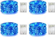 🔵 4 pack dewdrop led fairy lights with timer function - battery operated indoor mini string lights for wedding, home parties, christmas holiday decoration - 30 count leds, 10 feet (blue) логотип