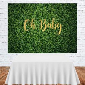 img 2 attached to Фон из зеленых листьев "Oh Baby": идеально подходит для фотосессии на вечеринке для малышей, объявления о новорожденном, раскрытия беременности, декора на день рождения! Поставляется с баннером и фотоатрибутикой для студии. Размер: 7x5 футов.