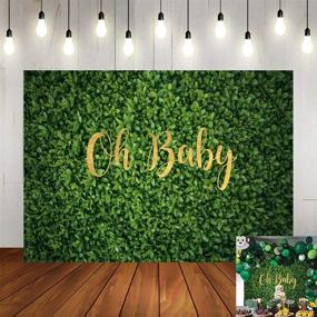 img 4 attached to Фон из зеленых листьев "Oh Baby": идеально подходит для фотосессии на вечеринке для малышей, объявления о новорожденном, раскрытия беременности, декора на день рождения! Поставляется с баннером и фотоатрибутикой для студии. Размер: 7x5 футов.