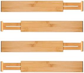 img 3 attached to 🎋 Efficient Bamboo Drawer Dividers: Utoplike 4 Pack Adjustable Organizers for Kitchen, Dresser, Bathroom, Bedroom, Baby Drawer, and Desk (Natural)