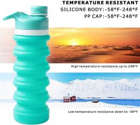 img 2 attached to 💧 Convenient & Leak-Proof Aqua Blue Collapsible Water Bottle - 18oz Travel Essential!