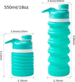 img 3 attached to 💧 Convenient & Leak-Proof Aqua Blue Collapsible Water Bottle - 18oz Travel Essential!