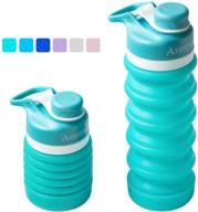 💧 convenient & leak-proof aqua blue collapsible water bottle - 18oz travel essential! logo