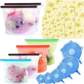 img 4 attached to 🌱 15 Pack Beeswax Wrap, Silicone Food Storage Bag & Stretch Lids: Eco-Friendly Reusable Food Wraps and Covers for Preserving Vegetable, Fruit, Snacks, and Lunch