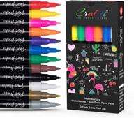 🎨 12 multi-surface acrylic paint pens markers kit for crafts and kids painting - fine point tip permanent marker pens set for rock, glass, wood, canvas, white fabric, ceramic, leather - art supplies painting set logo