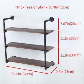 img 1 attached to 🔩 Rustic Industrial Pipe Shelving: 3 Tier Wall Mounted Metal Floating Shelves with Real Wood, Perfect for Steampunk Decor and Farmhouse Kitchen Bar Shelving - 36in