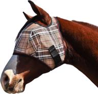 🔳 black plaid kensington fly mask with web trim - deluxe & large size logo