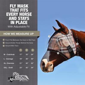 img 2 attached to 🔳 Black Plaid Kensington Fly Mask with Web Trim - Deluxe & Large Size