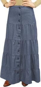 img 2 attached to 👗 Tiered Prairie Stonewash Skirts for Women - Length and Women's Clothing