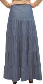img 1 attached to 👗 Tiered Prairie Stonewash Skirts for Women - Length and Women's Clothing