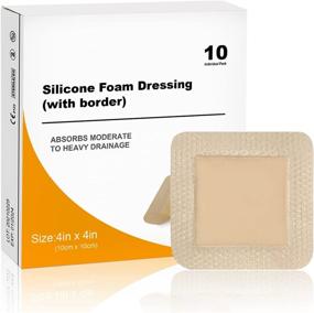 img 4 attached to Carbou Silicone Foam Dressing: 10 Waterproof Bandages for High-Absorbency Wound Care with Silicone Border