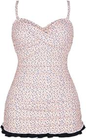 img 3 attached to 🌺 Stylish Coastal Rose Women's Swimdress: Flattering One Piece with Ruched Ruffles and Tummy Control