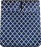 🛏️ постельное белье utopia bedding navy quatrefoil queen - мягкий микрофайбер с мягкой щеткой - 1 простынь на резинке, 1 простынь, и 2 наволочки - устойчив к усадке и выцветанию логотип