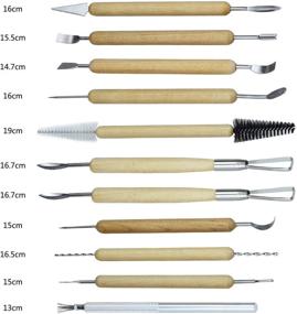 img 3 attached to 🏺 11-Piece Clay Pottery Sculpting Tools Set with Wooden Handles | Polymer Clay Cleaning Kit for Sculpture