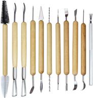 🏺 11-piece clay pottery sculpting tools set with wooden handles | polymer clay cleaning kit for sculpture logo