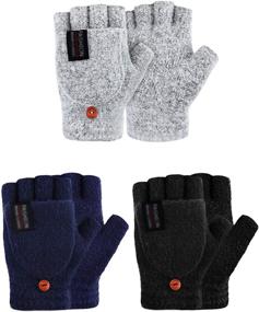 img 4 attached to 🧤 Warmth Meets Versatility: Men's Winter Convertible Knitted Fingerless Mittens - A Must-Have Accessory